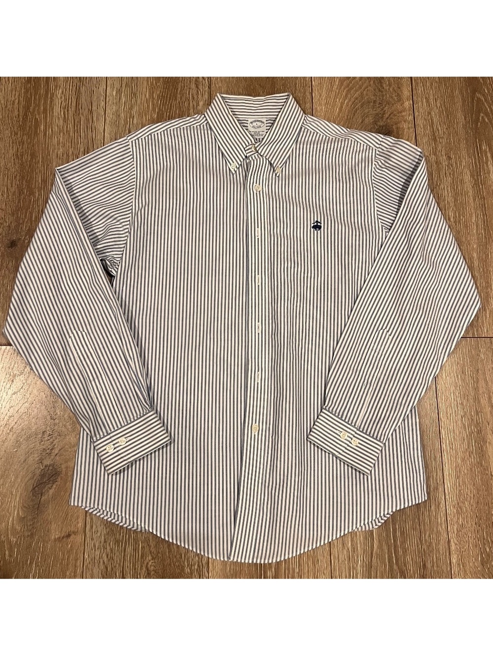 Brooks Brothers Men's Slim Fit Non-Iron Supima Cotton Striped Dress Shirt, Size